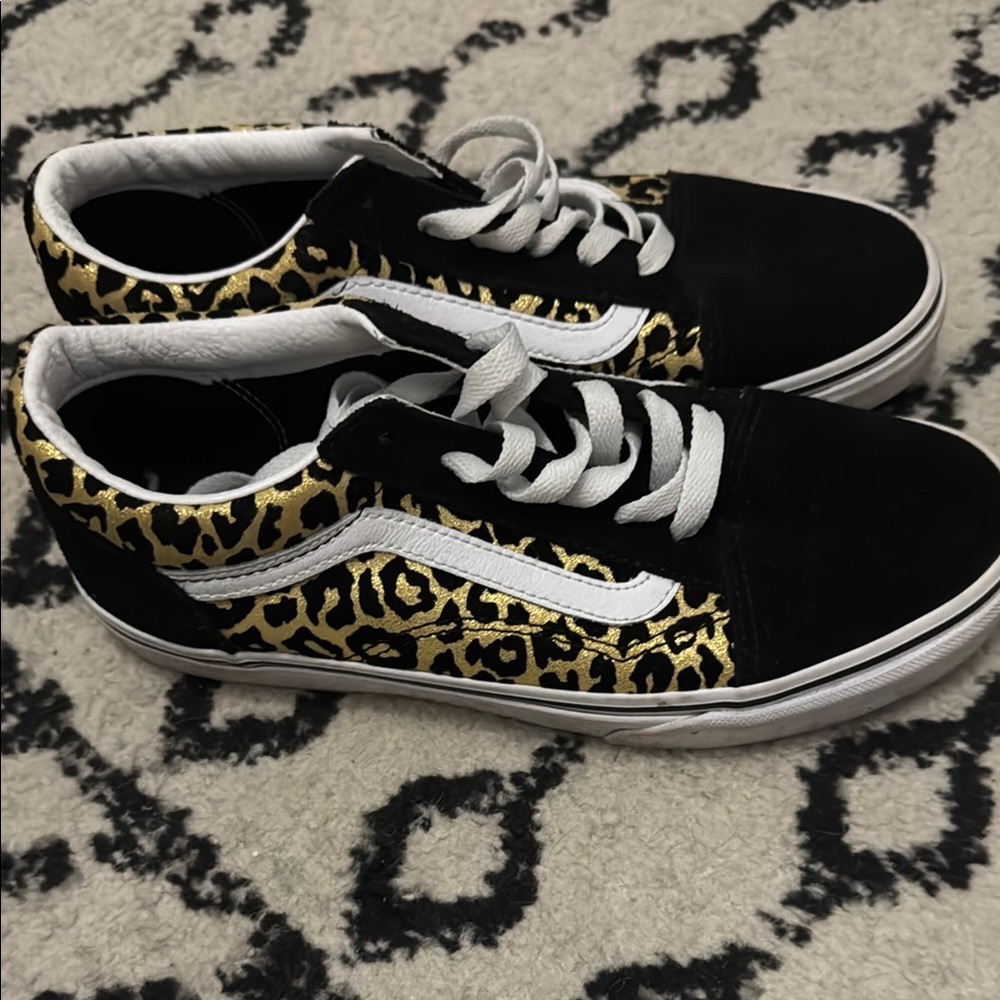 Vans Black and Gold Animal Print Shoes